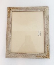 Vintage Wood Grain Frame Whitewashed With Gold Design On Corners 10x12 Frame