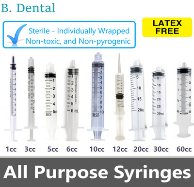1ml / 1cc Syringe (No Needle) 3cc, 5cc, 10cc, 12cc, 20cc, 30cc 60cc, Choose Size