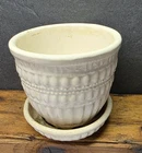 VINTAGE MCCOY ART POTTERY BEADED EDGE FLOWER POT WITH SAUCER