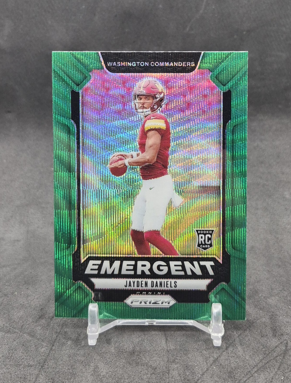 2024 PRIZM EMERGENT GREEN WAVE JAYDEN DANIELS RC COMMANDERS