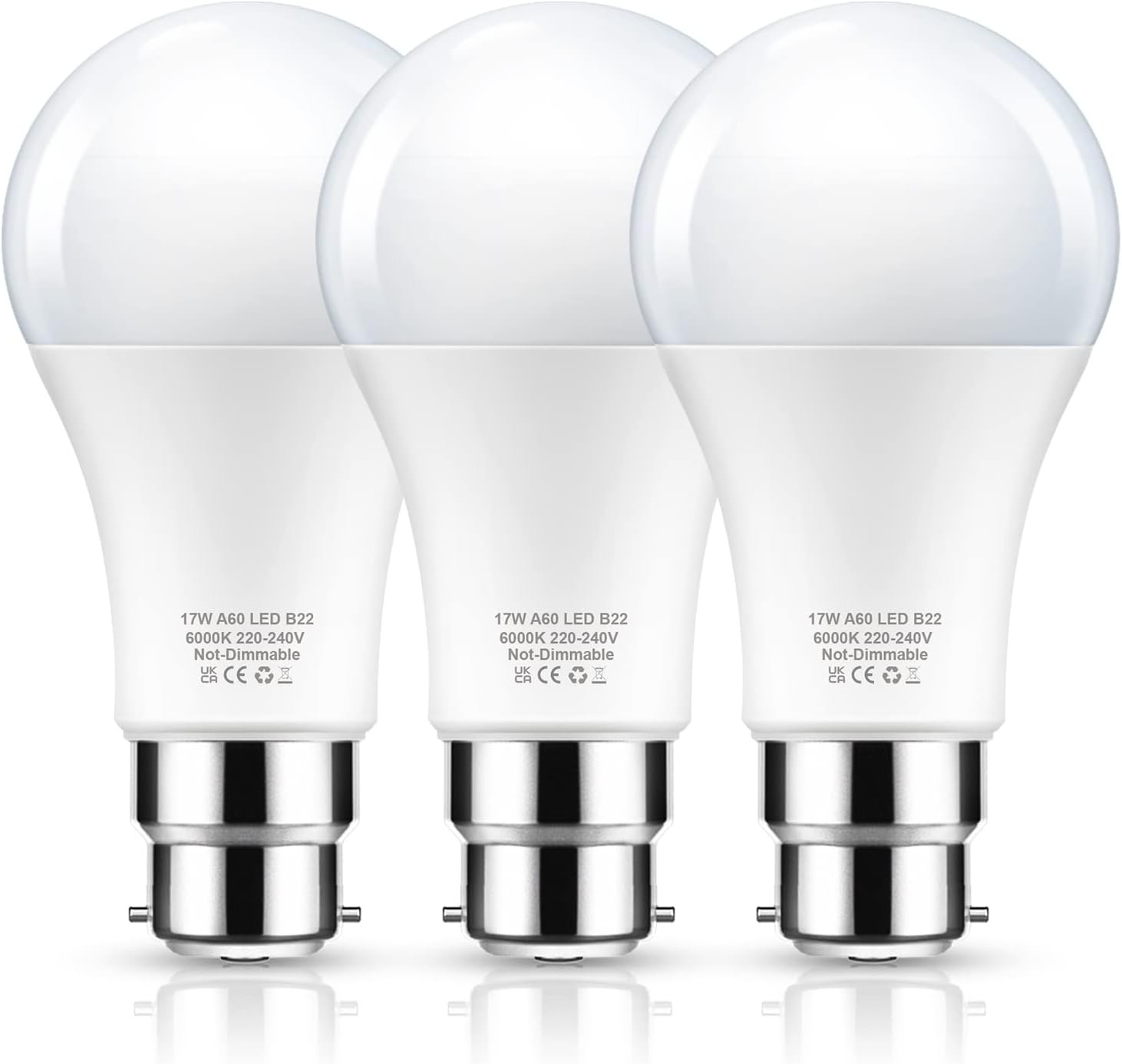 Flaspar 17W B22 Bayonet Light Bulb, 150W Equivalent LED Light Bulbs Bayonet, Da