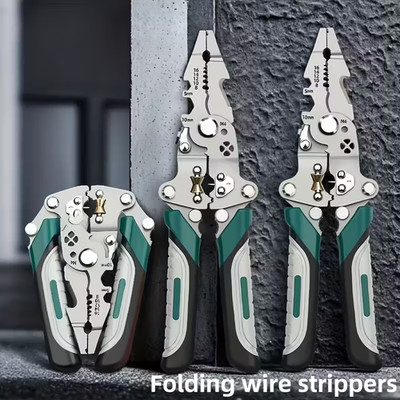 Multifunktionale Abisolierzange aus Edelstahl, klappbares Design 
