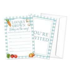 25 PCS Baby Shower Invitations Locally Grown Gender Reveal Envelopes Decor