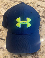 Under Armour Dark Navy  Yellow Flex Hat Cap Youth S/M