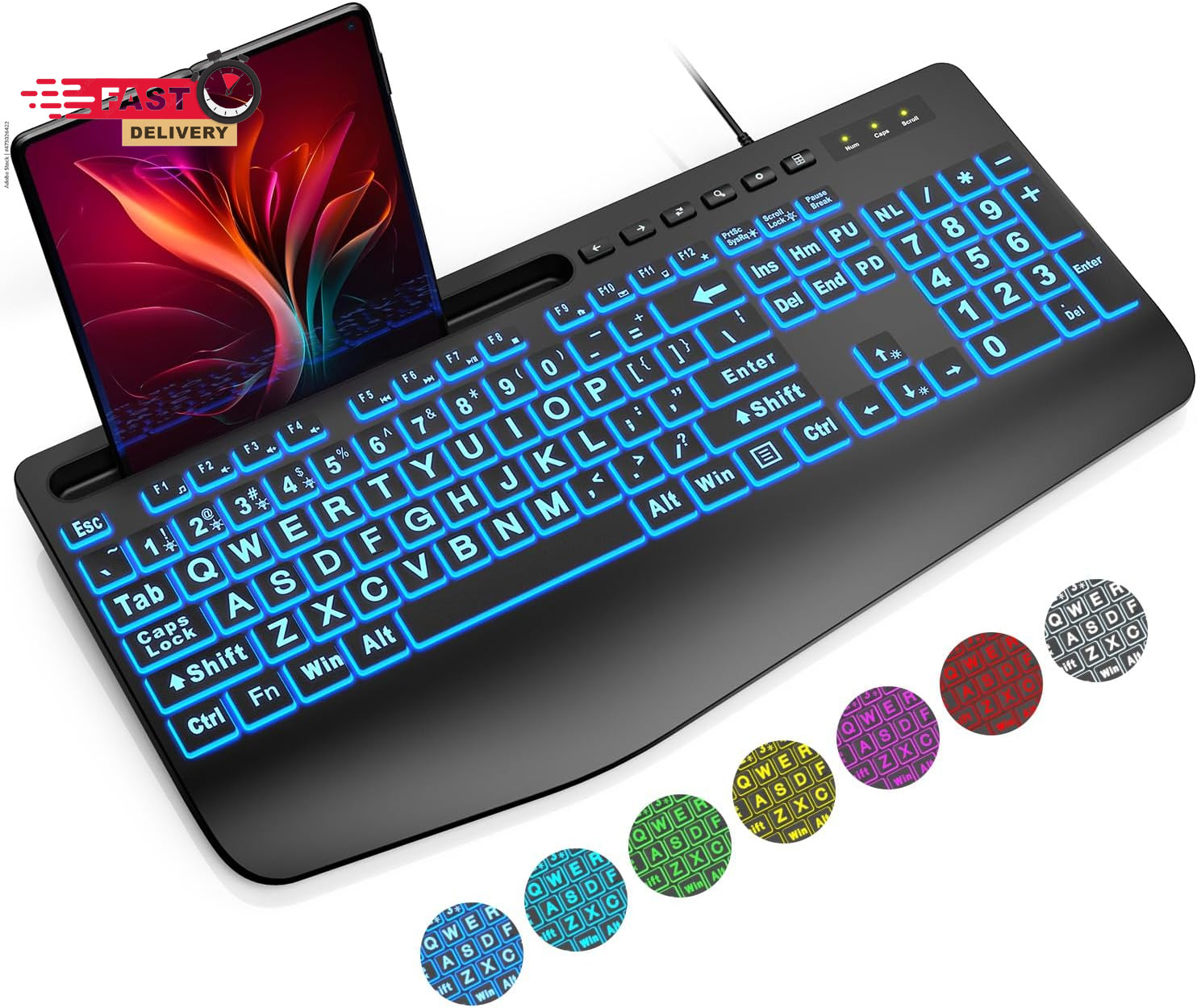 SABLUTE Large Print Backlit Keyboard, Wired USB Computer Key
