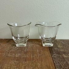Cambridge Vintage MCM Square Base Clear Glass Sugar and Creamer Set