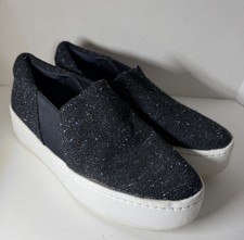 Vince Sneakers Women 6 Tweed Navy Blue Platform Slip On Chic Casual