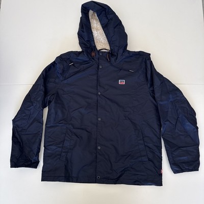 New Levi's Jacket Sherpa Lined Mens Large Navy Softshell Coaches Hooded LM8RN432
