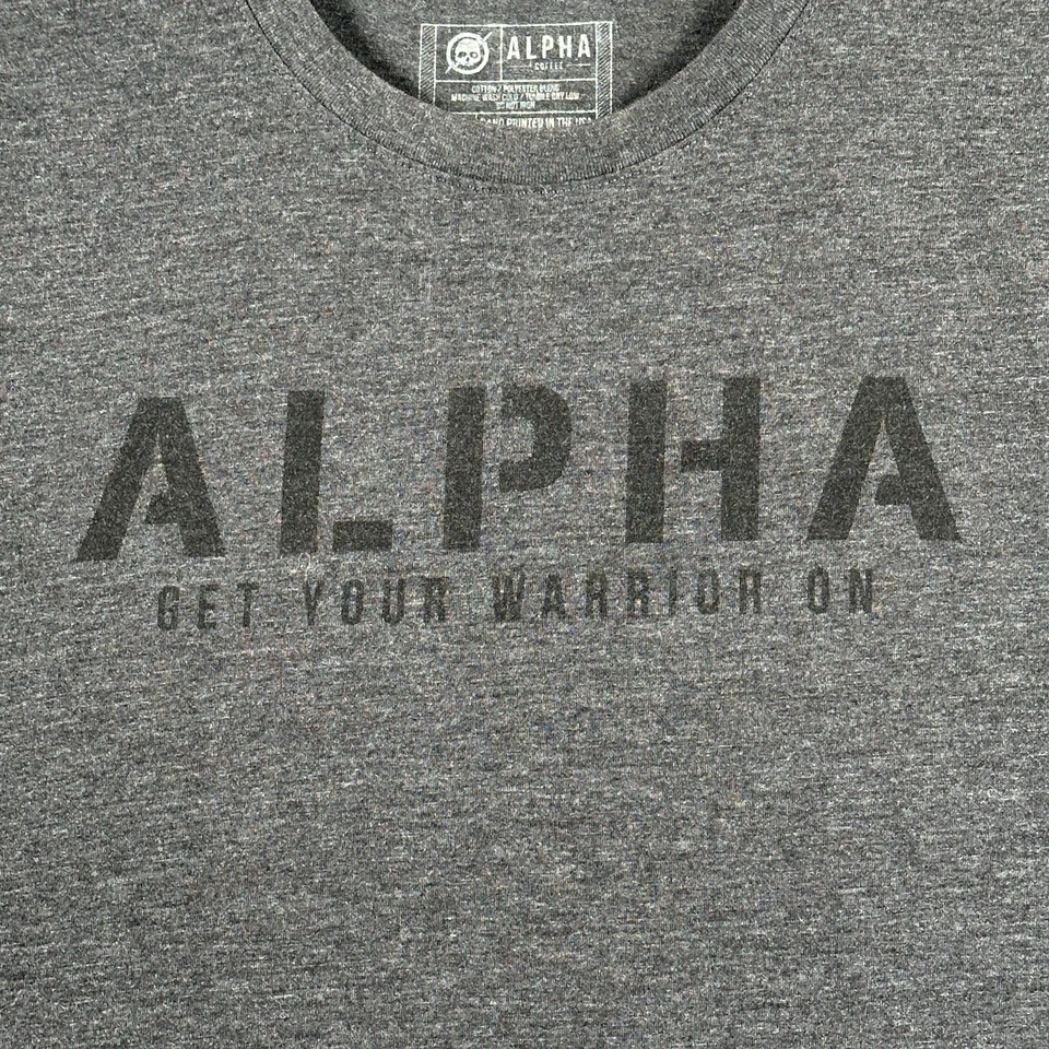 ALPHA Coffee Fit Tank Top Body Building Sleeveless Shirt Men’s L Gray Gym - Image 2 of 4