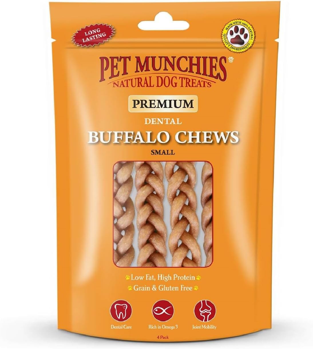 Pet Munchies Small Buffalo Dental Chews, Healthy, Natural and Long-Lasting Dog