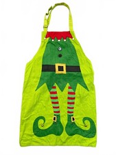 Christmas Elf Apron Holiday Costume Kitchen Cooking Baking Novelty Green