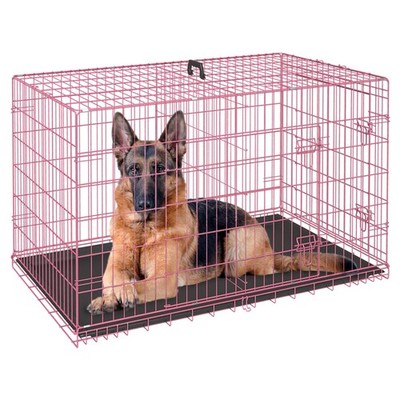 Dog Crate for Large Dogs 48 Inch Folding Metal WirePet Cage Double Door W/Div...