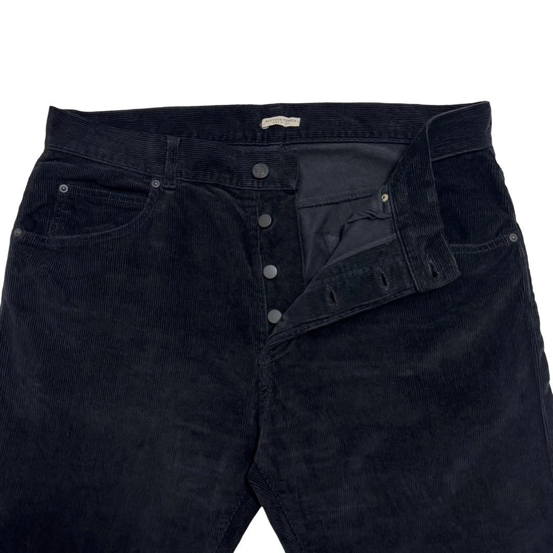 Pantalone in velluto a coste nero Bottega Veneta taglia 48 cotone bottoni mosca vestibilità dritta