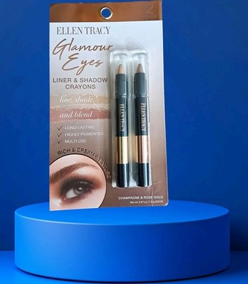 Ellen Tracy Eye Liner and Shadow Crayons Set Champagne & Rose Gold Glamour Eyes