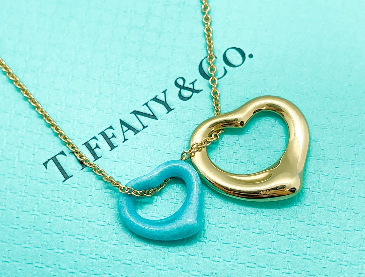 Tiffany & Co. Elsa Peretti 18K Gold & Turquoise Open Heart Pendant