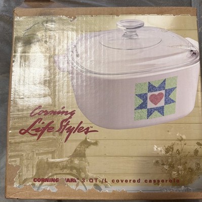 Corning Ware Life Styles Quilt 3 Quart Casserole. New Never Opened Never Used #2