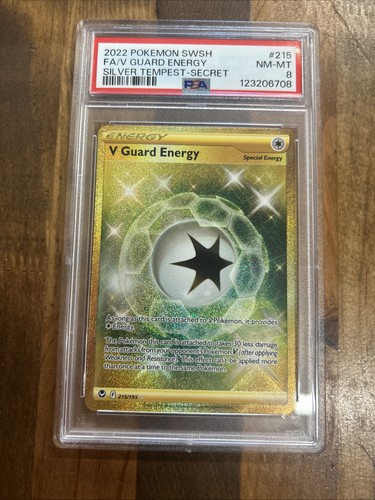 Graded PSA 8 2022 Pokemon SWSH FA/V Guard Energy Silver Tempest-Secret #215