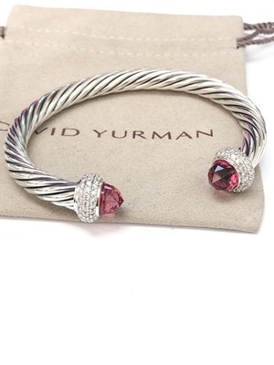 David.Yurman 7mm Cable CANDY Armband & 925 Silber Turmalin & DIAMANT M