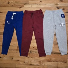 Under Armour Art Class Champion Sweatpant Lot Of 3 Blue Wine Gray Boys SM/MD