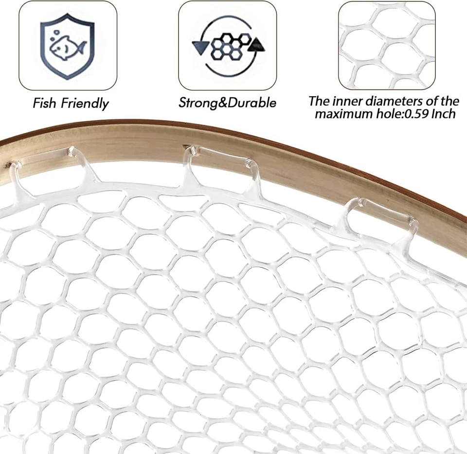 Red de pesca con mosca red de aterrizaje red de madera malla de goma suave red de trucha agua dulce... Foto 4 de 4