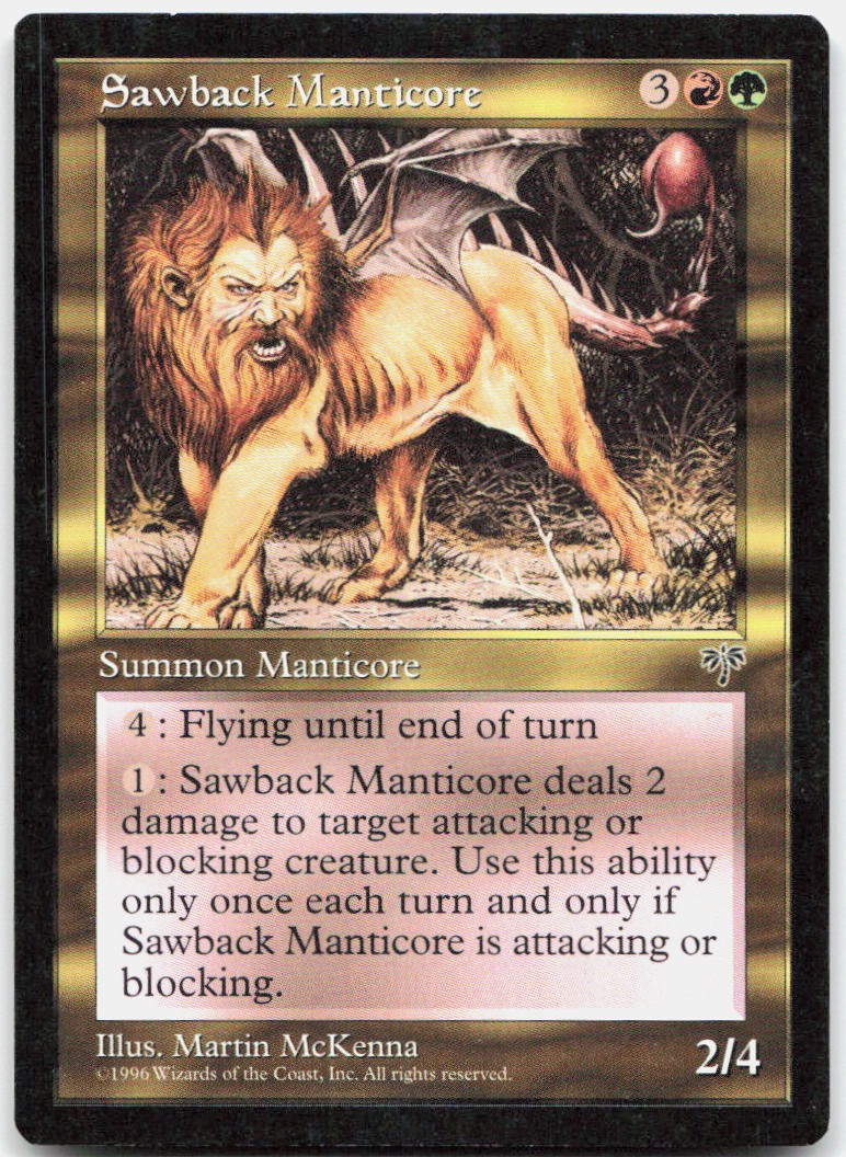 Sawback Manticore Lightly Played Mirage Rare Magic: The Gathering