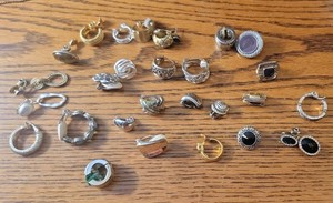 Estate Sale Lot 28 vintage Single Earrings Pierced and Clip Different Styles
