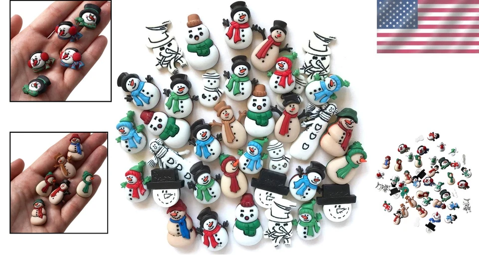 Snowman Craft Buttons Assortment - 50 Piece Winter Embellishments - Image 2 of 4