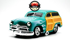 1950 Ford Woody Teal Green Flames 164 Scale Diecast Collector Model Car