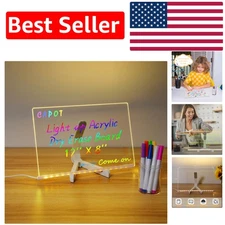 Illuminated Acrylic Note Board 11.8''x7.9'' – Glow in Style with 7 Color Markers