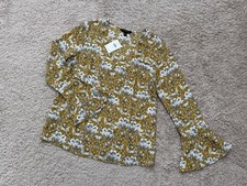 NWT Banana Republic Womens Floral Blouse Shirt Top Size S Long Sleeve V Neck