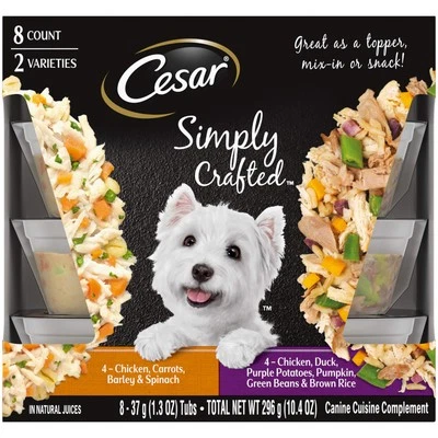 CESAR WET DOG FOOD Cesar Simply Crafted Adult Soft Wet Dog Food Meal Topper, Chicken, Duc