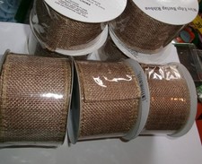 7 rolls of BROWNISH COLOR wire edge BURLAP ribbon 2in x 9 feet NEW