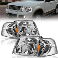 Headlight Assembly for 2002-2005 Explorer Chrome Housing Amber Reflector