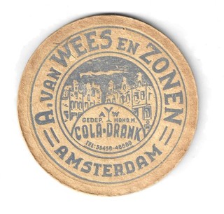 Oud bierviltje Distilleerderij de Ooivaar Van Wees en Zonen Amsterdam 1949 5 mm