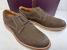 Johnston & Murphy Upton Plain Toe Lace Up Dress Shoe, Dark Brown Nubuck, 10 M