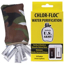 Chlor-Floc GI Issue Water Purification Powder Packets Clarifies & Disinfects