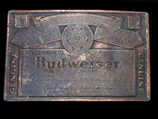 SL05103 VINTAGE 1970s GENUINE BUDWEISER LAGER BEER ADVERTISEMENT BELT BUCKLE