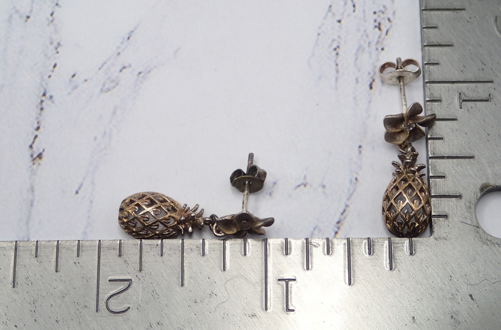 STERLING SILVER (925) Pineapple Flower Dangle Dro… - image 14