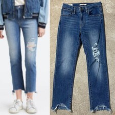 Levi's High Rise Straight Jeans Blue Women s Size 27 Cropped Zipper Fly