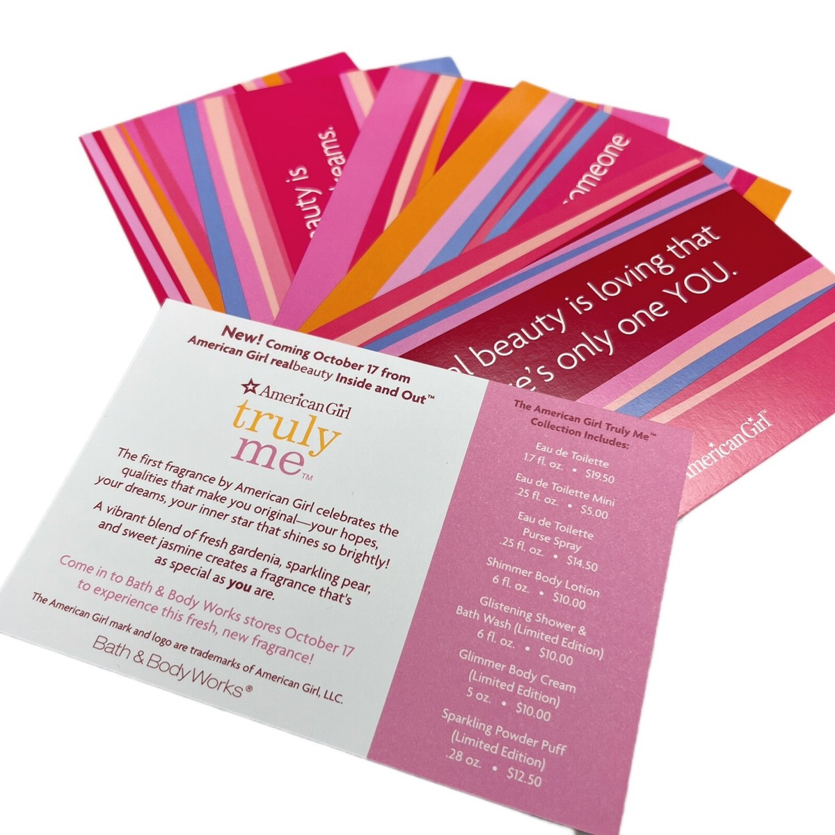 American Girl Postcards Bath Body Works Truly Me Fragrance
