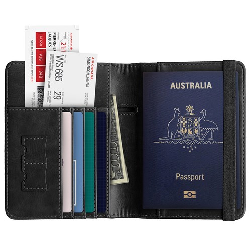 Travel Passport Case Leather ID Card Wallet Holder RFID Blocking Anti Scan Cover - Picture 9 of 29