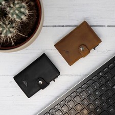 STEALTH Wallet | Aluminium & Leather RFID Blocking Card Holder Pop-Up Wallet