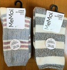 MeMoi Women 2 Pair Pack elegant Buttersoft Crew Socks Size 9-11 Shoe sz 6-10