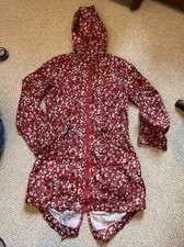 Red Herring Redherring Debenhams Size 8 Rain Mac Floral Roll Sleeves Festival