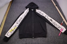 Calvin Klein Jeans Hoodie Adult Size Small Stains on Sleeves Black  White