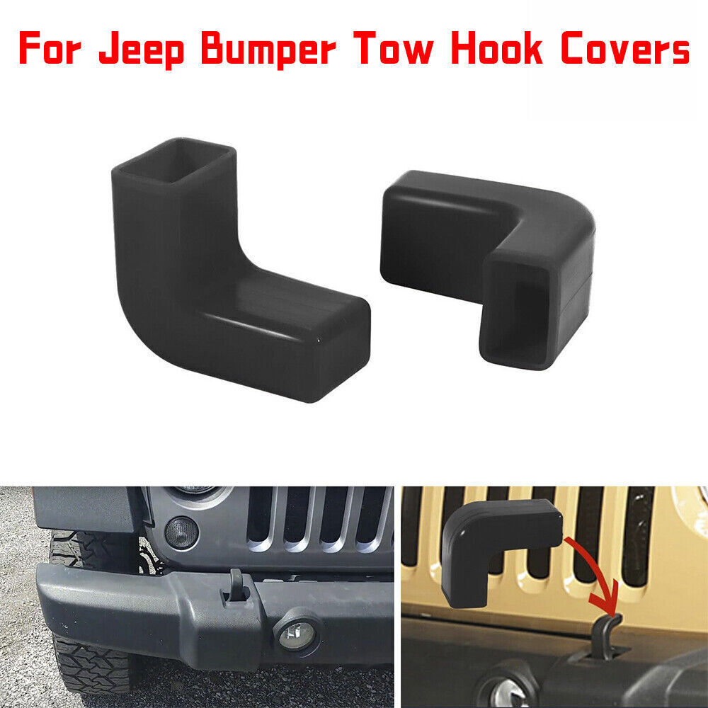 Jeep Wrangler JK JL Gladiator JT 2007-2022 Black Front Bumper Tow Hook Covers