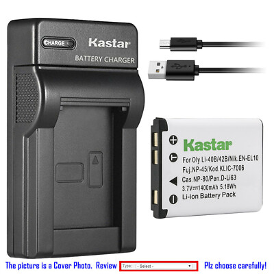 Kastar Battery Slim Charger for Nikon EN-EL10 Nikon Coolpix