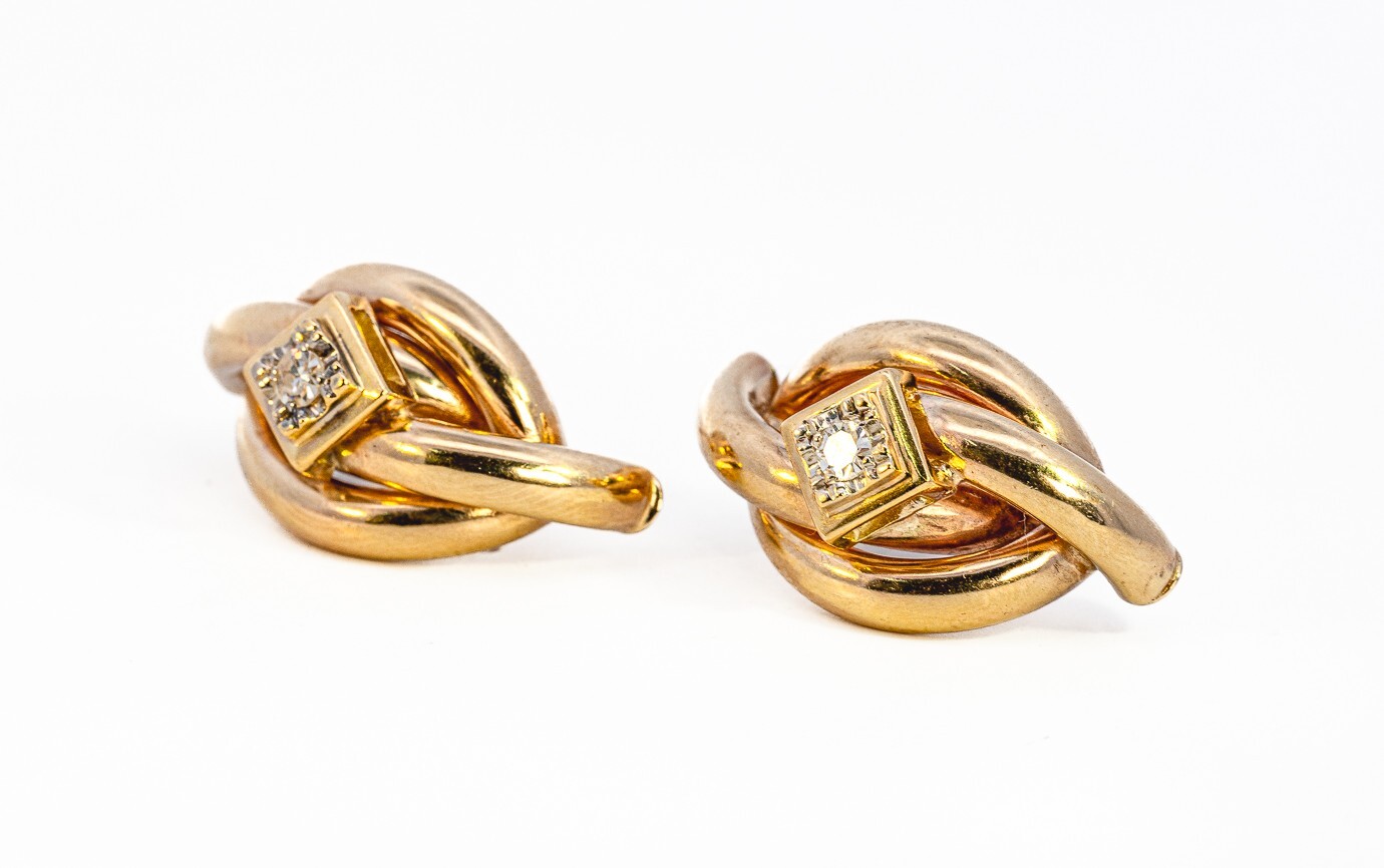 9ct yellow gold diamond set stud earrings eBay