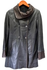 Fadi’s Firenze Reversable Leather Suede Double Breasted Coat Women 44 Italy