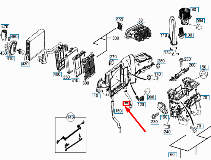 MERCEDES-BENZ C W204 Kondensator-Wasserablaufschlauch rechts A2048300696